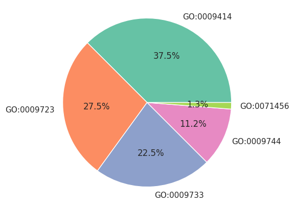 matplotlib pyplot.pie メソッドを利用して描いた円グラフ